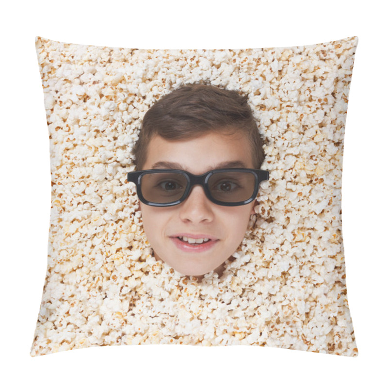 Personality  Grinning, Flaunt Young Boy In Stereo Glasses Looking Out Of Popcorn Pillow Covers