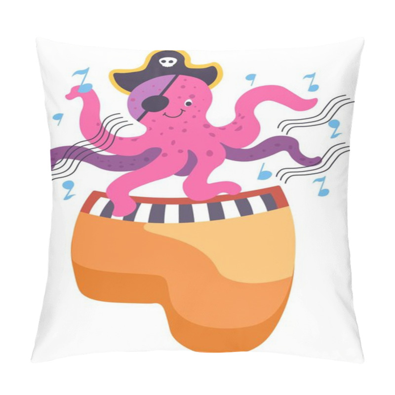 Personality  Octopus Character With Pirate Eye And Headwear Pillow Covers