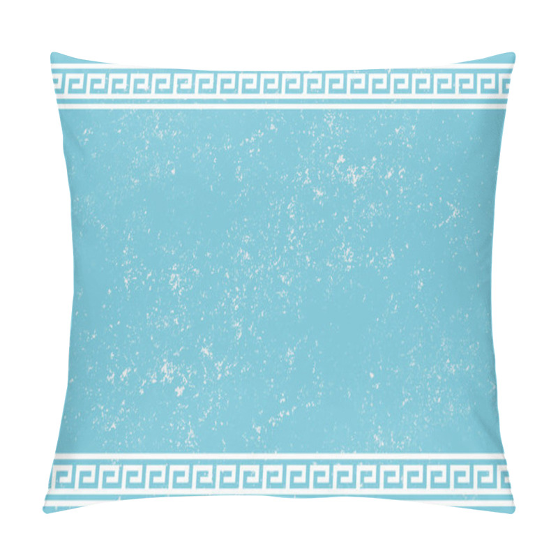 Personality  Beautiful Blue Frame With Greek Style Ornament And Gunge Background. Copy Space For Design Or Text. Vector Illustration Pillow Covers