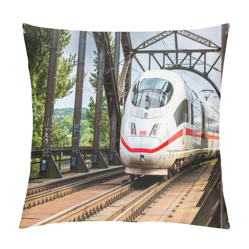 Personality  FRANKFURT, GERMANY - JULY 9, 2014: Electric InterCity Express In Frankfurt, Germany In A Summer Day On July 9, 2014 Pillow Covers