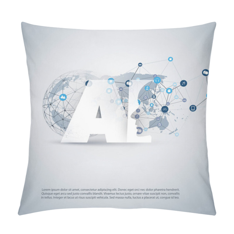 Personality  Artificial Intelligence, Internet Of Things And Smart Technology Concept Design With AI Logo And Icons Pillow Covers