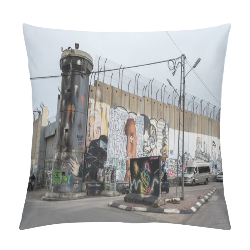 Personality  Bethlehem, Israel -November 22, 2018: Separation Wall Between Israel And West Bank Pillow Covers