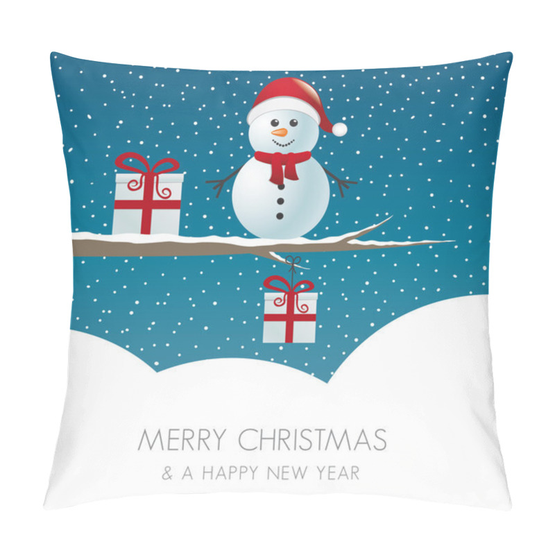 Personality  Snowman On Branch Snowy Winter Landscape Pillow Covers