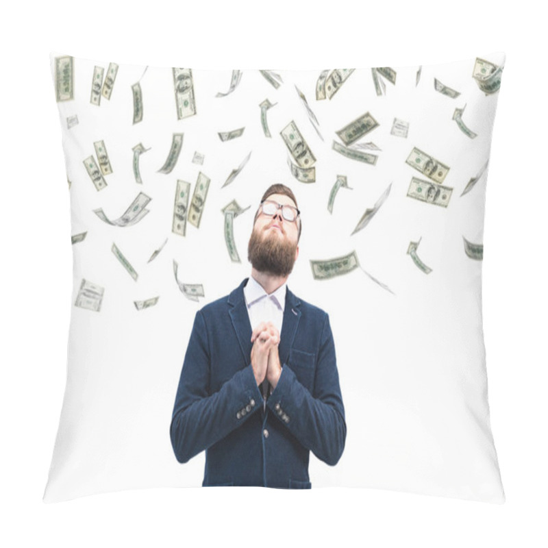 Personality  Businessman With Dollar Banknotes Pillow Covers