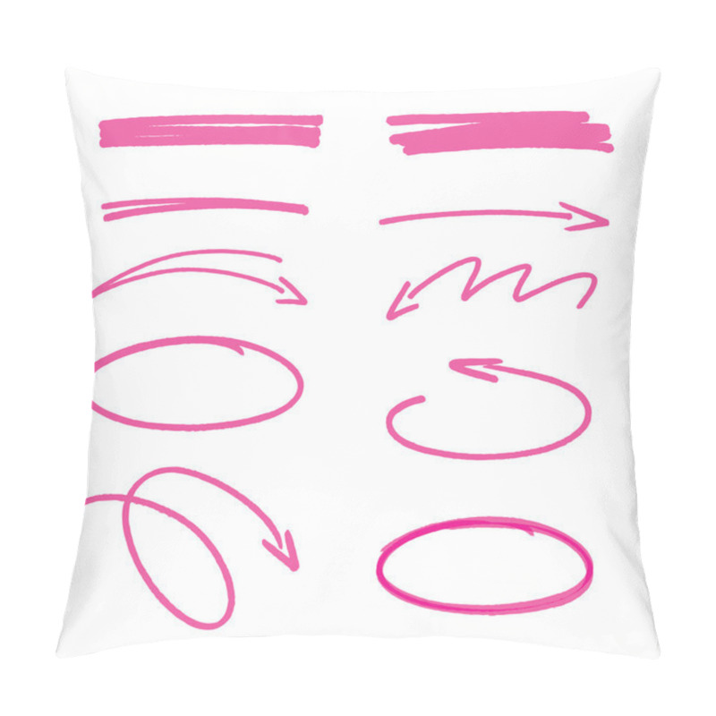 Personality  Set Of Pink Hand Drawn Arrows Signs And Highlighting Elements Pillow Covers