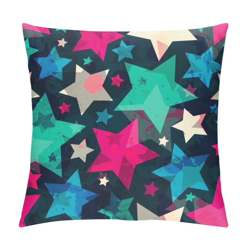 Personality  Bright Star Seamless Pattern With Grunge Effect Pillow Covers