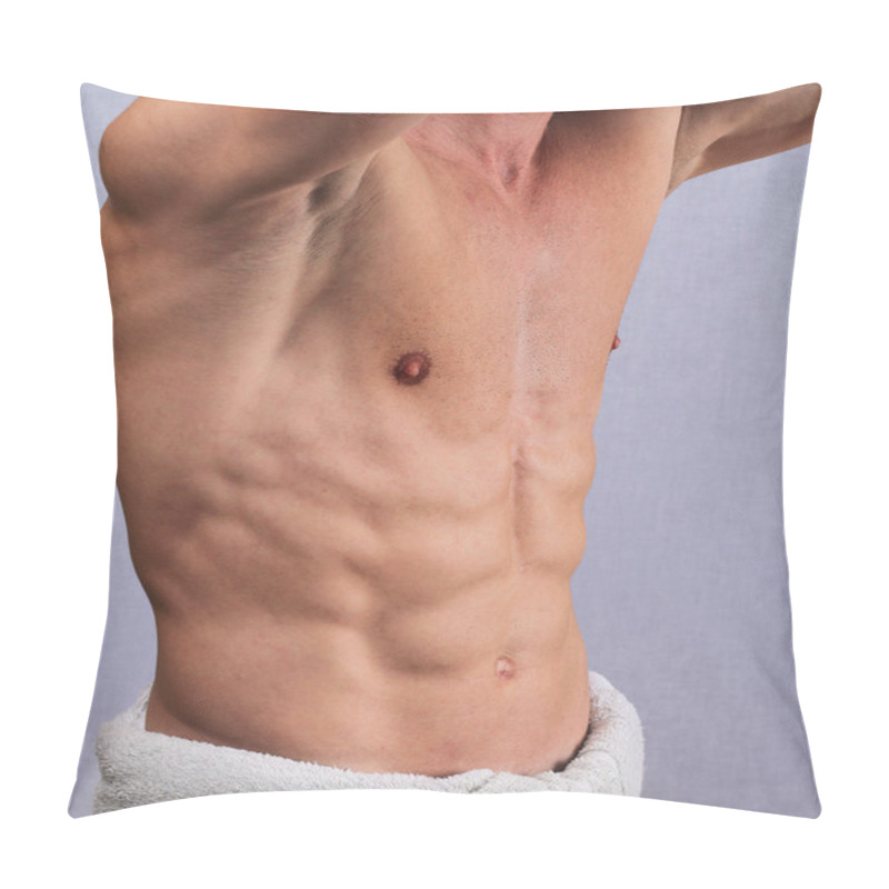 Personality  Muscular Male Torso, Chest And Armpit Hair Removal Close Up. Male Brazilian Waxing Treatment  Pillow Covers