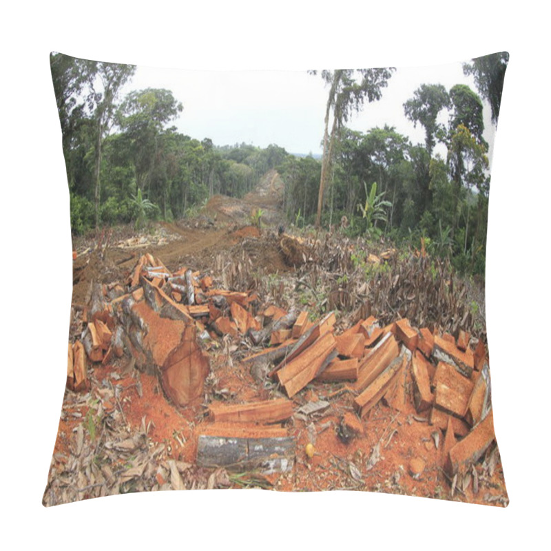 Personality  Ilheus, Bahia, Brazil - May 23, 2022: Deforestation Of Native Atlantic Forest Trees To Build A Road In The City Of Ilheus, In Southern Bahia. Pillow Covers