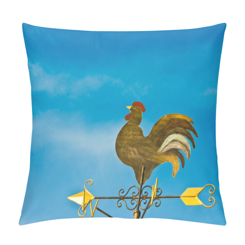 Personality  A Cockerel Wind Vane Against Blue Sky Pillow Covers