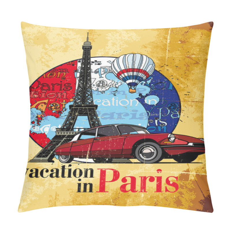 Personality  Vacation In Paris Grunge Pillow Covers