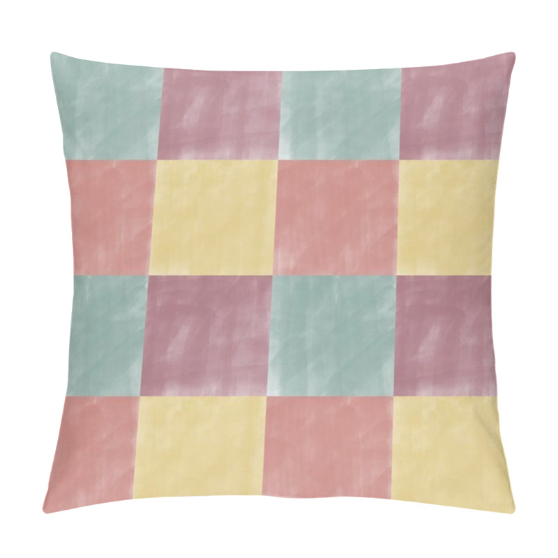 Personality  A Seamless Checkered Pattern In Soft Pastel Shades Of Yellow,pink,green, And Blue.The Subtle Watercolor Texture Adds Depth And A Gentle Handmade Feel.This Versatile Background Is Ideal For Textile Design, Scrapbooking,  Or Digital Projects. Pillow Covers