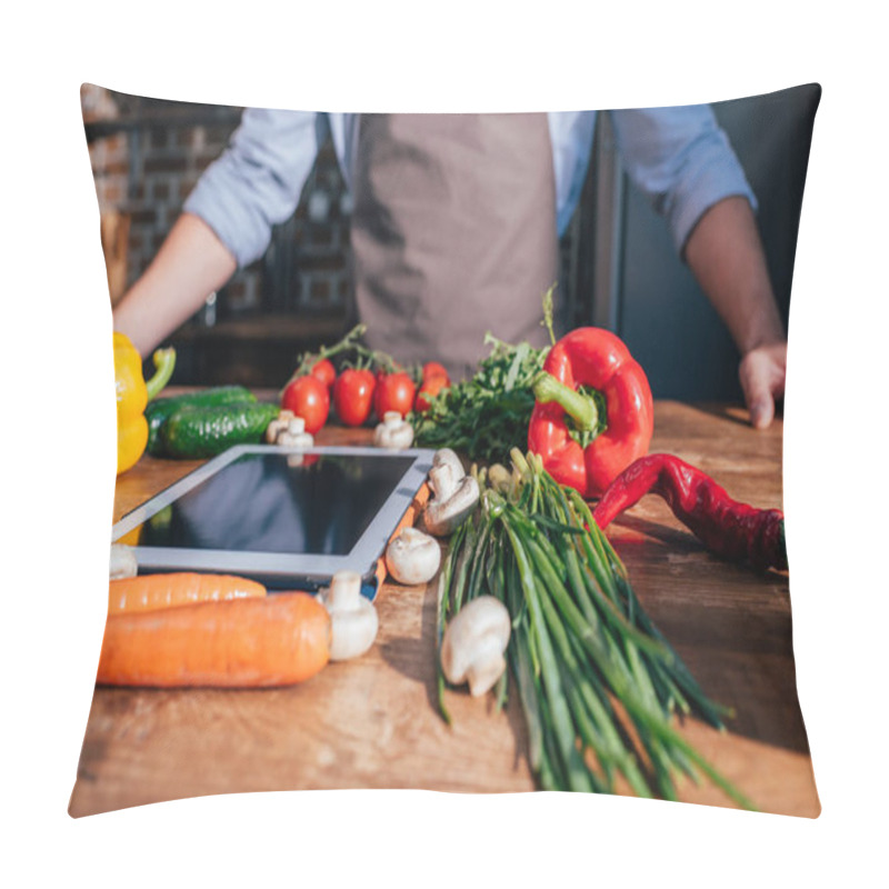 Personality  Man Cooking With Tablet Pillow Covers