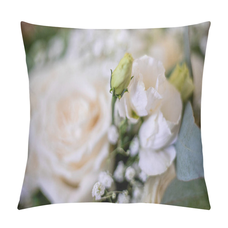 Personality  Soft Focus On Delicate White Flowers And Green Stems In A Bouquet Pillow Covers