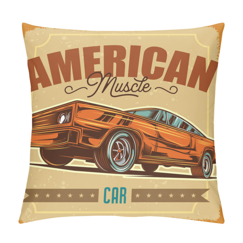 Personality  Vector Illustration Of American Muscle Car. Pillow Covers