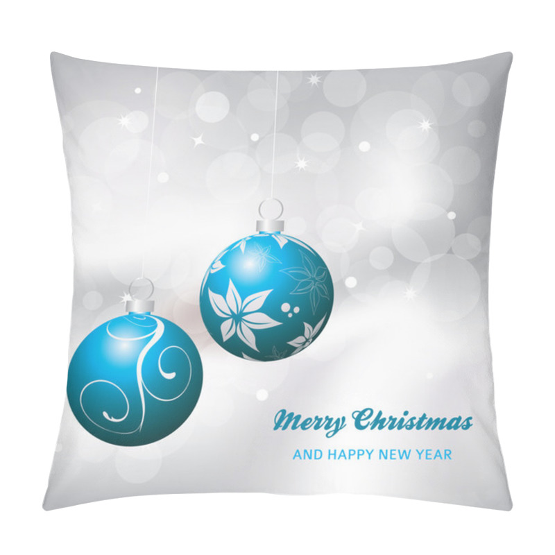 Personality  Christmas Card Background, Blue And Silver Pillow Covers