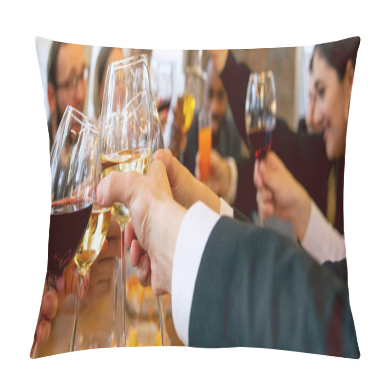 Personality  Hands Of Young Friends, Colleagues During Beer Drinking, Having Fun, Laughting And Celebrating Together. Flyer With Copyspace Pillow Covers