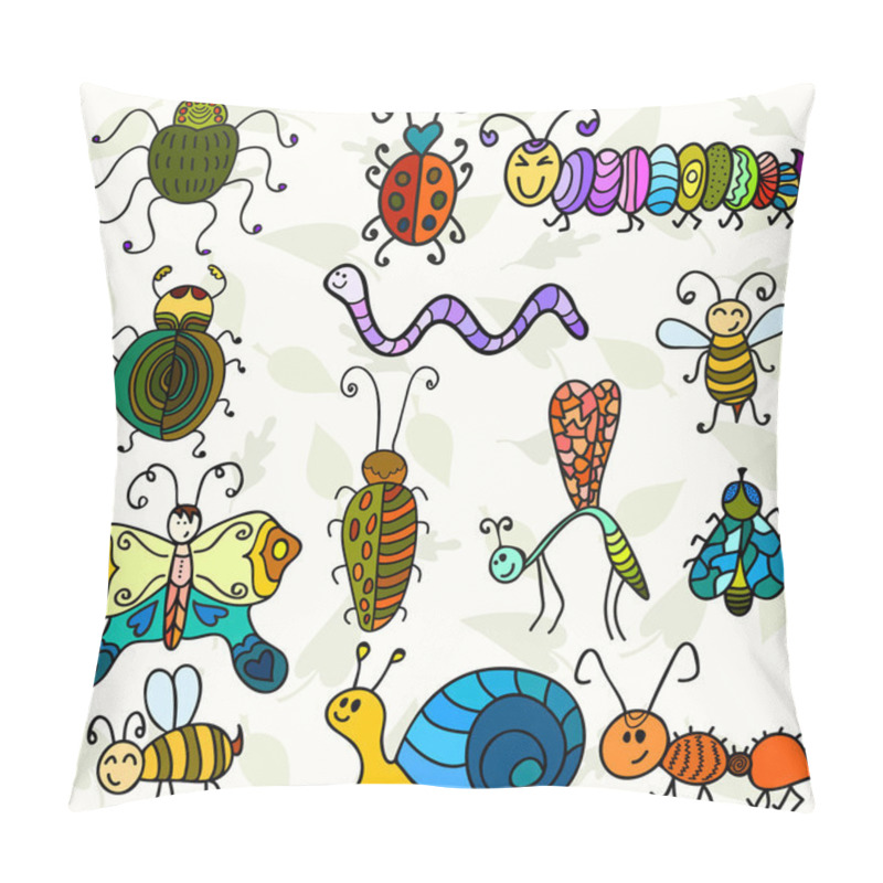 Personality  Cute Bugs And Funny Insects Pillow Covers