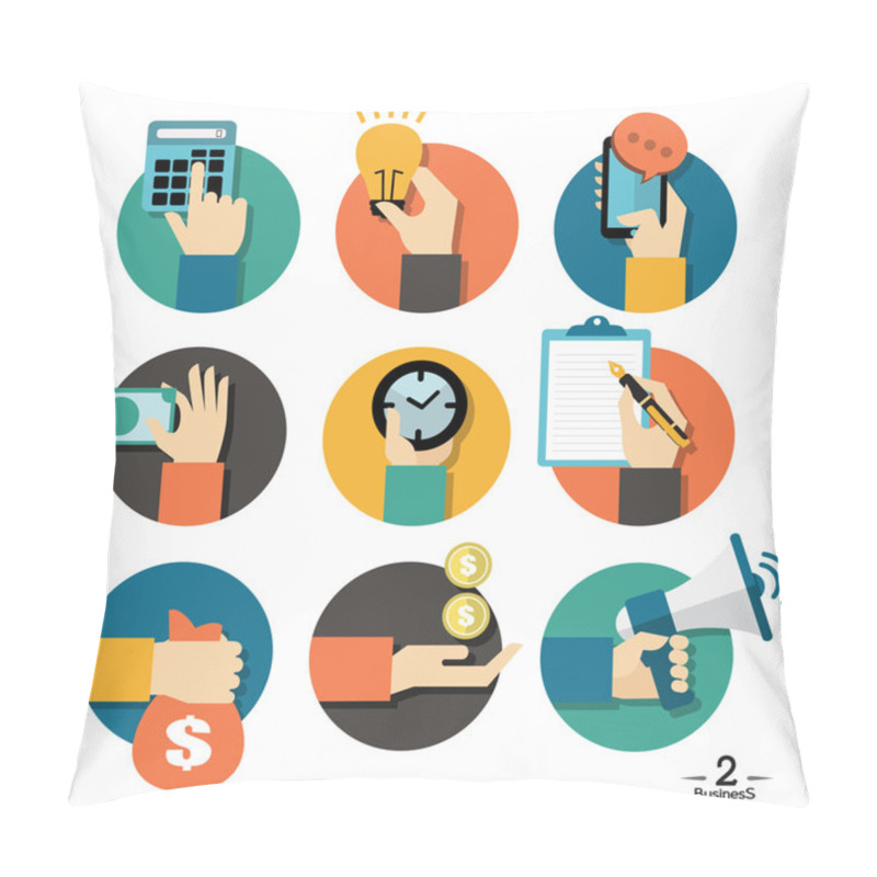 Personality  Hands With Business Object Icons Set Pillow Covers