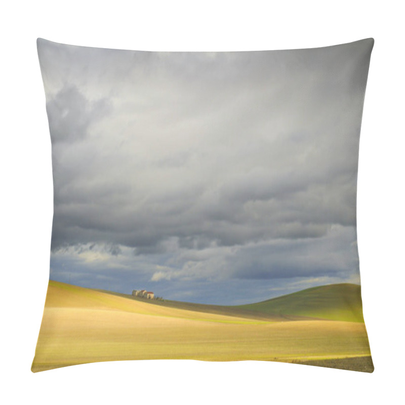 Personality  RURAL LANDSCAPE WINTER.Between Apulia And Basilicata. Hilly Landscape With Farmhouse Dominated By Thunderclouds. -ITALY- . Pillow Covers