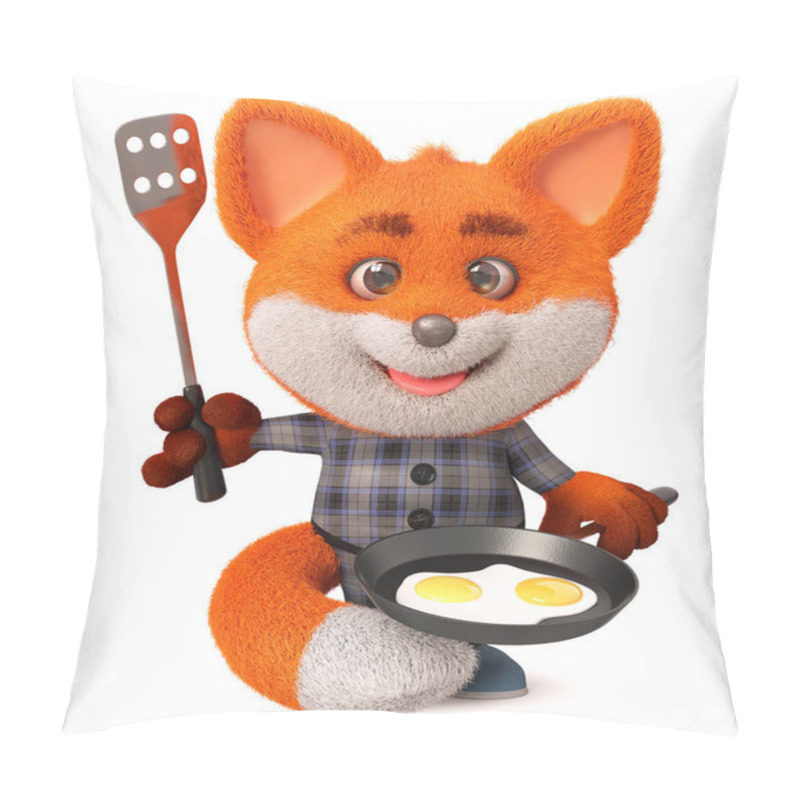 Personality  3d Illustration Funny Little Fox With A Frying Pan Pillow Covers