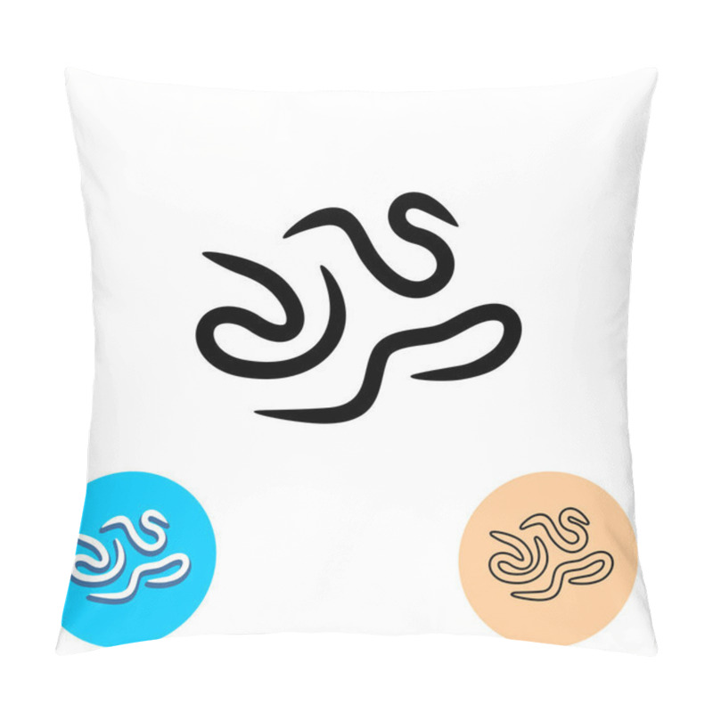 Personality  Worms Intestinal Parasites Icon. Helminths Black Symbol. Pillow Covers