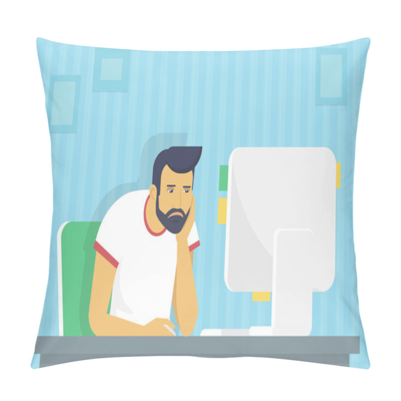 Personality  Man Is Working With Computer Pillow Covers