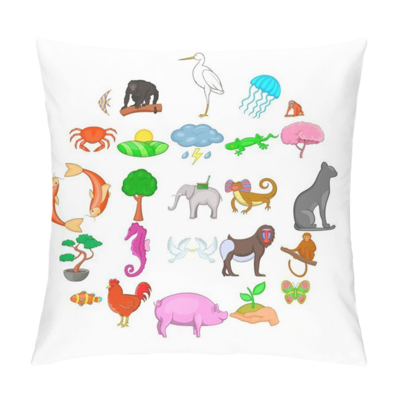 Personality  Wild Animal Icons Set, Cartoon Style Pillow Covers