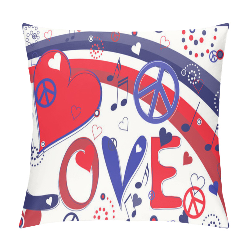 Personality  Love Text In Red White And Blue Pillow Covers