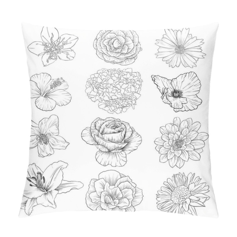 Personality  Vector Drawing Flowers Pillow Covers