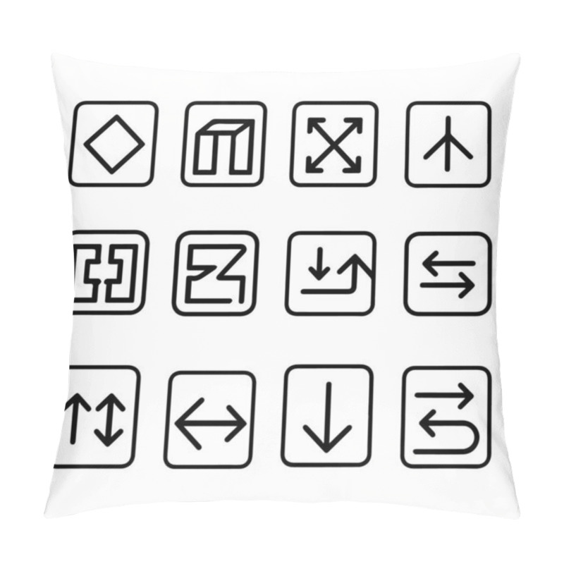 Personality  Explore This Vibrant Direction Icon Vector Set, Showcasing A Variety Of Colorful Arrow Markers Pointing In Different Directions Pillow Covers