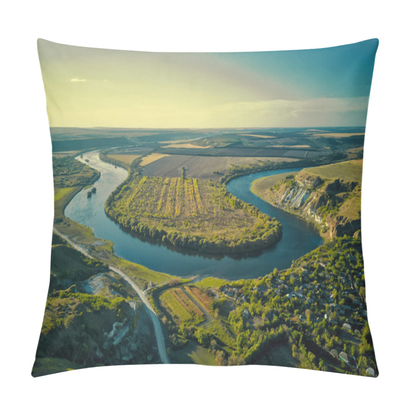 Personality  Magestic Sunset Over River. Autumn Landscape. Dniester River, Moldova. Pillow Covers