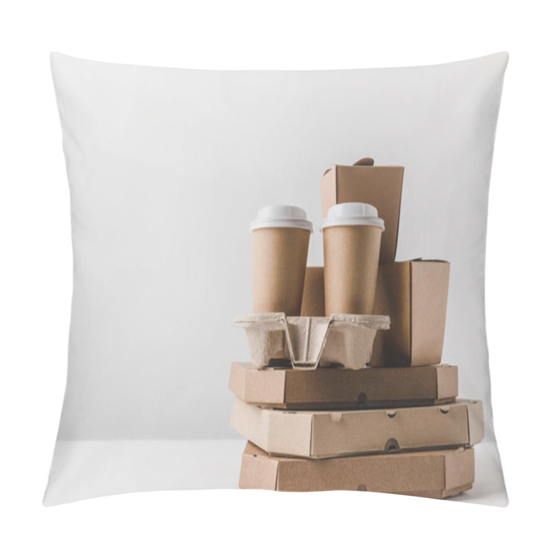 Personality  Pizza Boxes And Disposable Coffee Cups With Noodles Boxes On Table Pillow Covers