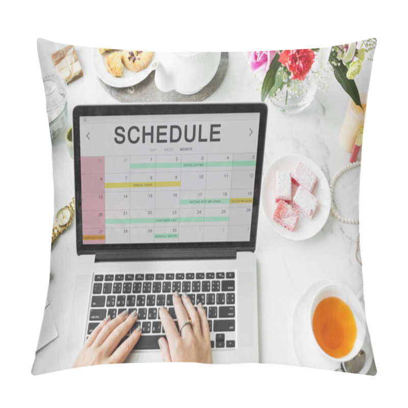 Personality  Woman Working On Laptop Pillow Covers