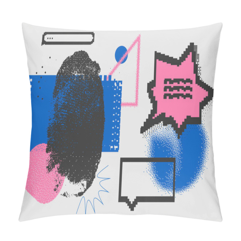 Personality  Universal Trend Textured Geometric Shapes Set Juxtaposed With Bright Bold Elements Composition. Design Objects For Magazine, Leaflet, Billboard, Sale Pillow Covers