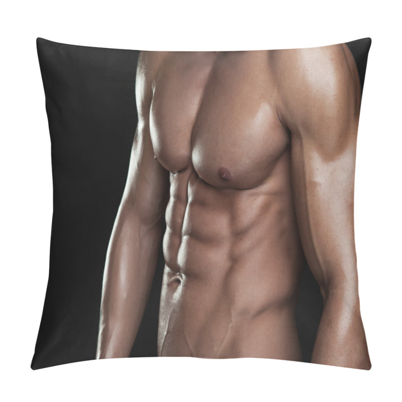 Personality  Strong Athletic Man Fitness Model Torso Showing Six Pack Abs.  Pillow Covers