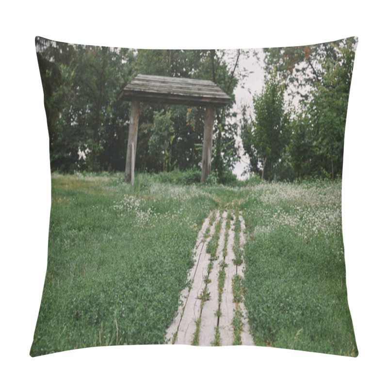 Personality  Wooden Path And Green Grass In Garden Pillow Covers