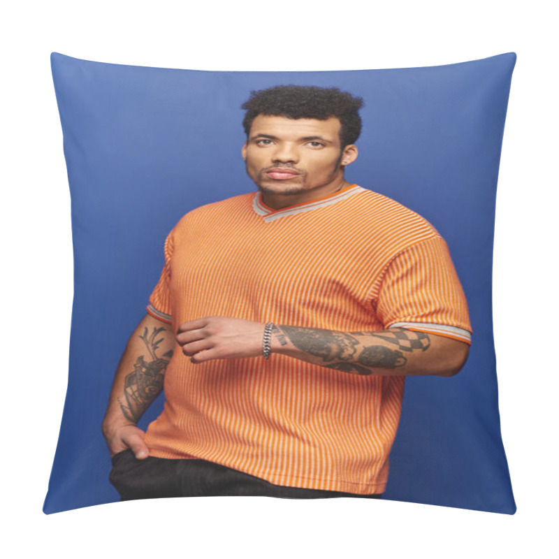 Personality  Handsome Man Showcases His Style And Charisma With A Striking Expression In Studio Lighting. Pillow Covers