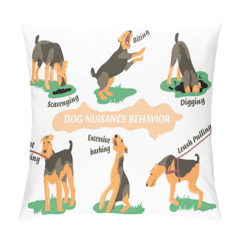 Personality  Dog Behavior Problem Icon Set Pillow Covers