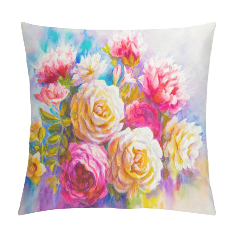 Personality  Peonies And Roses Bouquet. Artistic Sketch Etude. Pillow Covers