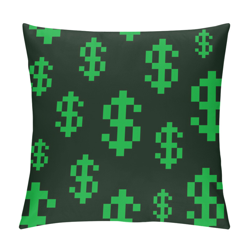 Personality  Pixel Style Dollar Seamless Pattern Background. Vector Pillow Covers