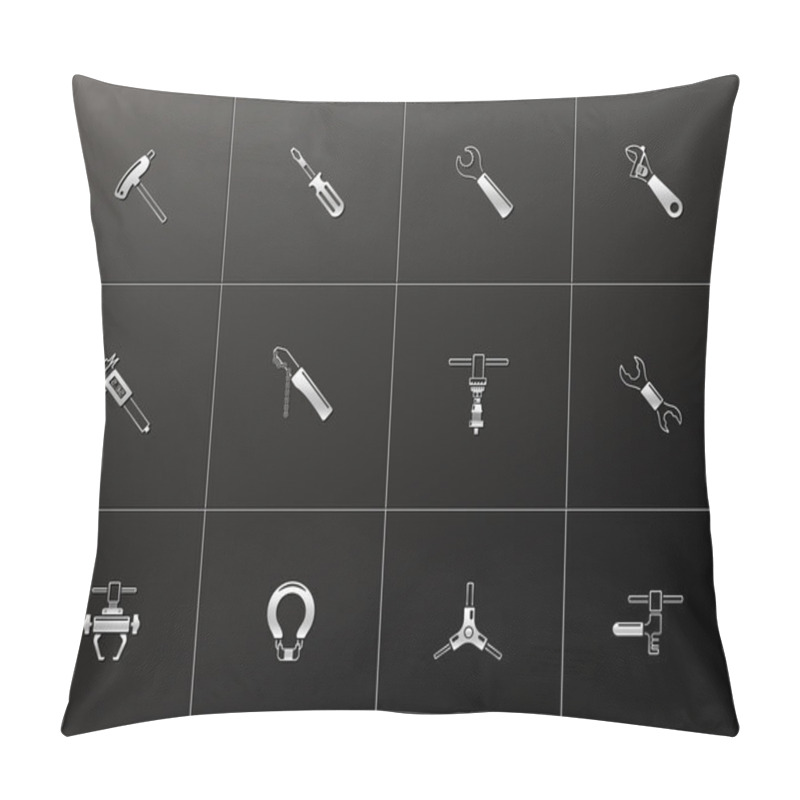 Personality  Bicycle Tools Icon Series In Metallic Style Pillow Covers