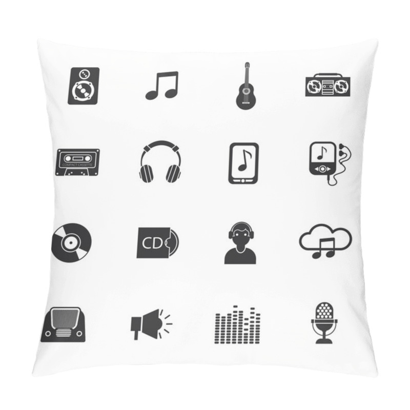 Personality  Music Icons Set Mobile Black Pillow Covers