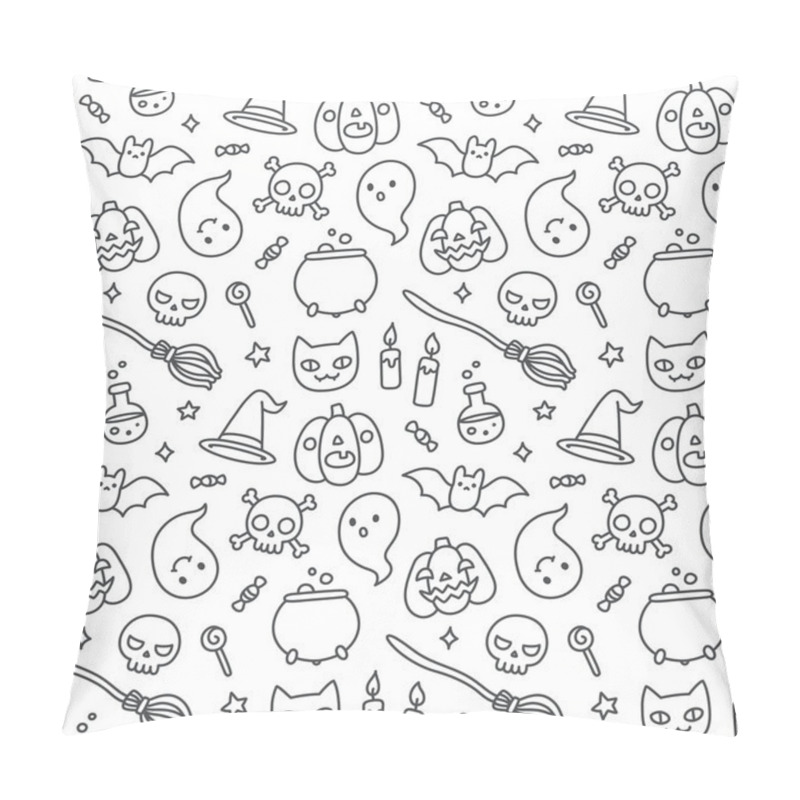 Personality  Halloween Doodle Seamless Pattern Pillow Covers