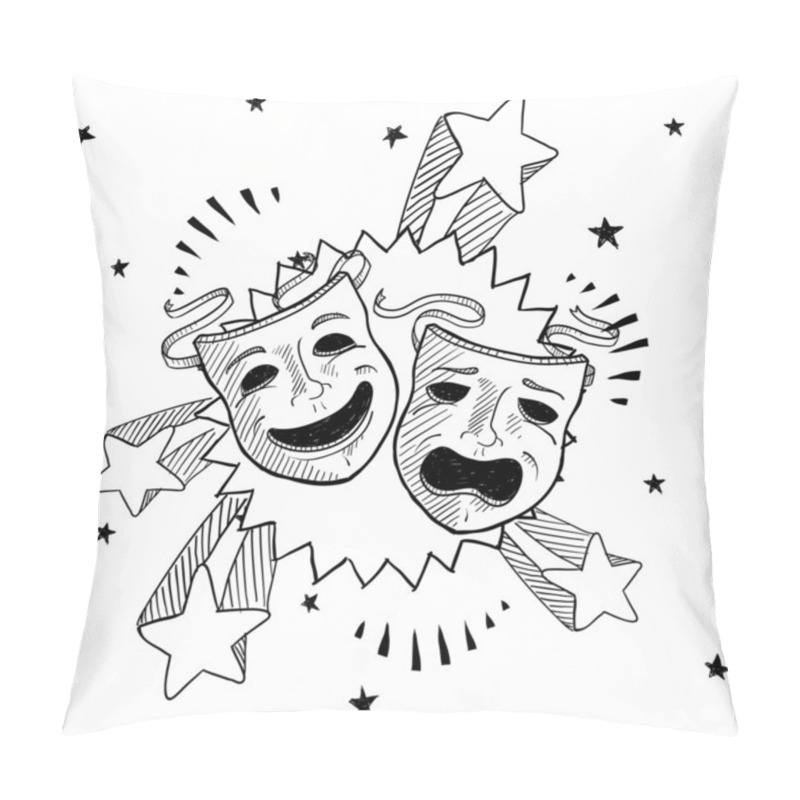 Personality  Theater Masks Sketch Pillow Covers