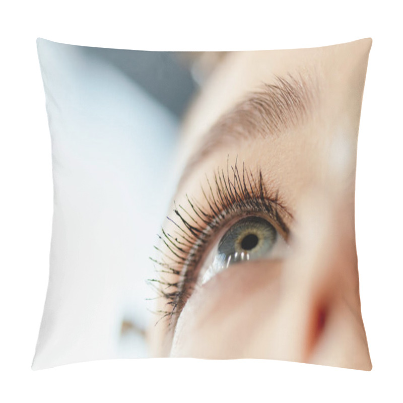 Personality  Low Angle View Of Woman With Mascara On Eyelashes  Pillow Covers