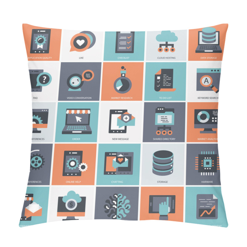 Personality  Business, Technology And Management Icon Set For Websites And Mobile Applications. Flat Vector Illustration Pillow Covers