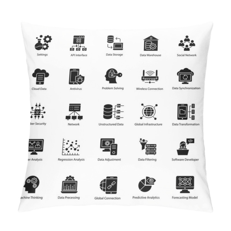 Personality  Data Science Glyph Vector Icons  Pillow Covers