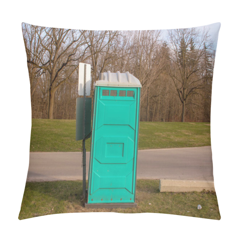 Personality  A Dirty, Blue Portable Toilet In A Park, Nasty Looking Place To  Pillow Covers