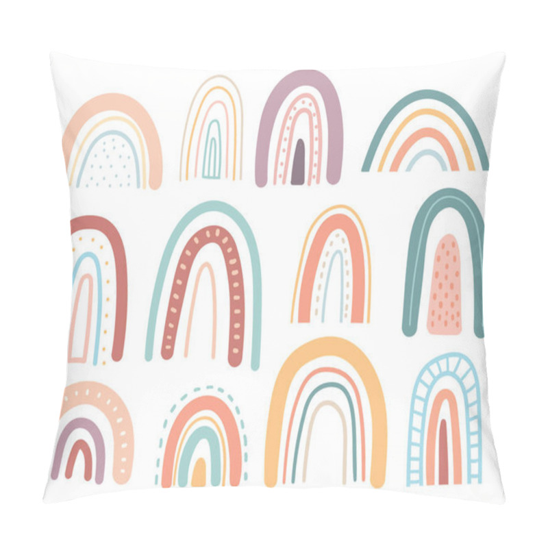 Personality  Cute Hand Drawn Doodle Pattern With Rainbow, Vector Illustration Pillow Covers