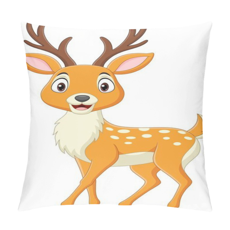 Personality  Vector Illustration Of Cartoon Deer Isolated On White Background Pillow Covers